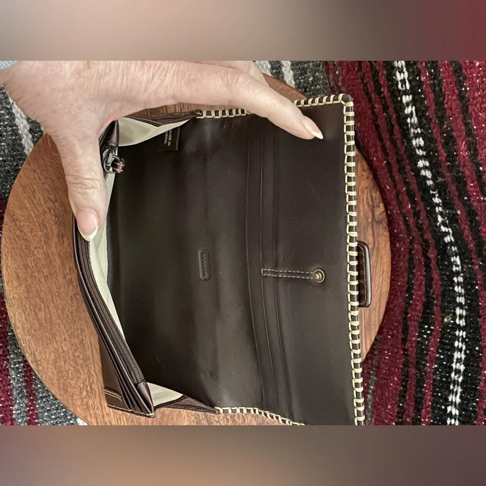 COACH MIA Brown & Tan Leather/Suede SOHO Wallet w/Stud Detail - Picture 7 of 10